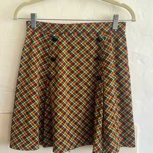 1970s plaid circle skirt